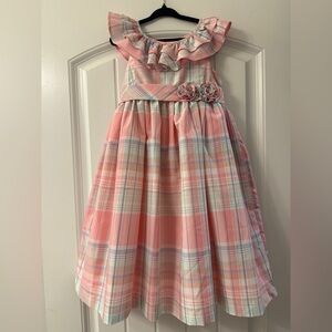 🌸Adorable Chaps Pastel Plaid Ruffle Kids Dress